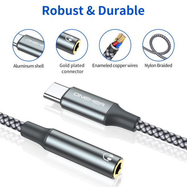 USB Type C to 3.5mm Headphone Jack Adapter, (2-Pack) USB C to Aux Female - Image 4