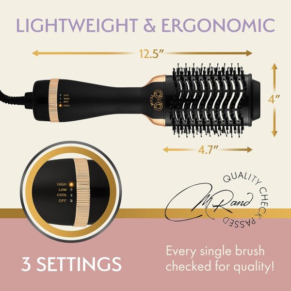 Professional Blowout Hair Dryer Brush, Black Gold Dryer and Volumizer, Hot - Image 8