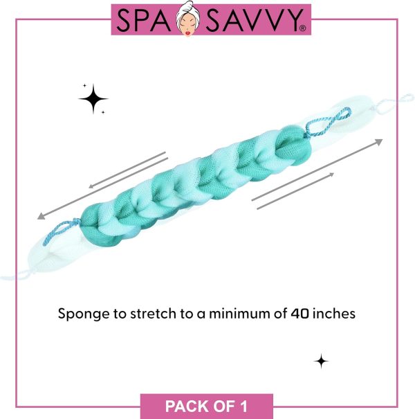 Bath Loofah Body Scrubber with Rope Handles, Long Stretch Shower Back - Image 5