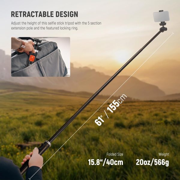 NEEWER Phone Tripod for Cell Phone & Camera with Remote, 62.9" All Metal - Image 6