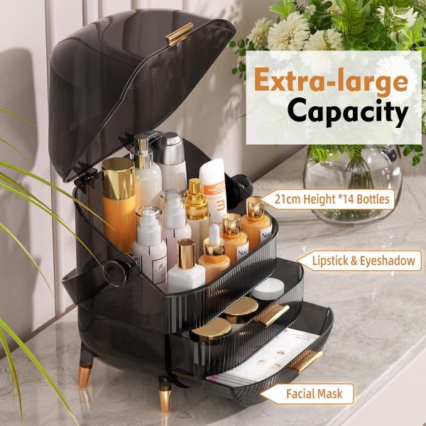 Makeup Storage Organizer, Cosmetic Display Cases with Transparent Cover, - Image 3