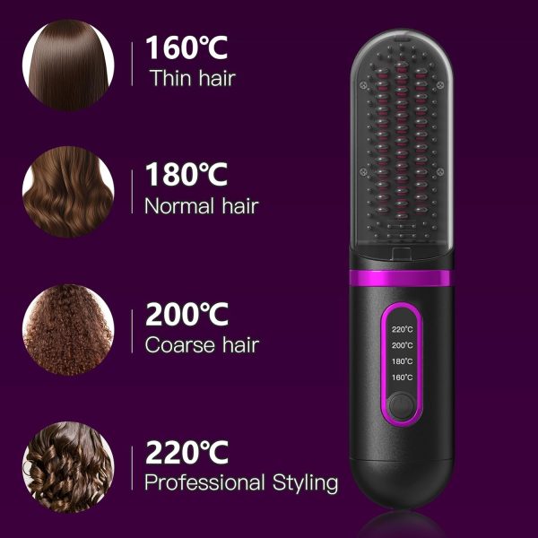 Cordless Straightening Brush - Negative Ion Women's Straightening Brush, - Image 2
