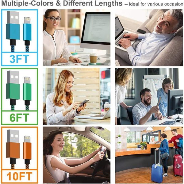 Apple MFi Certified iPhone Charger 6Pack - 3/3/6/6/10/10 FT Lightning Cable - Image 6