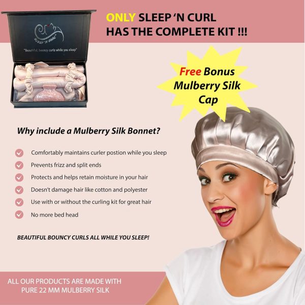 Sleep ‘N Curl - 100% Pure Mulberry Silk - Heatless Hair Curler KIT with - Image 3