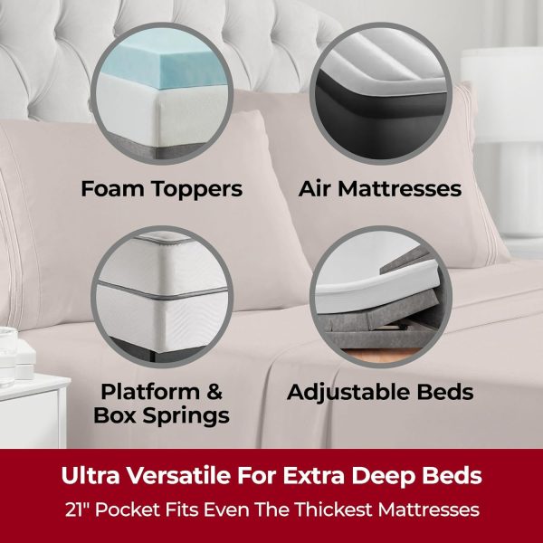 Mellanni Extra Deep Queen Sheets - 4 PC Iconic Collection Bedding Sheets & - Image 2