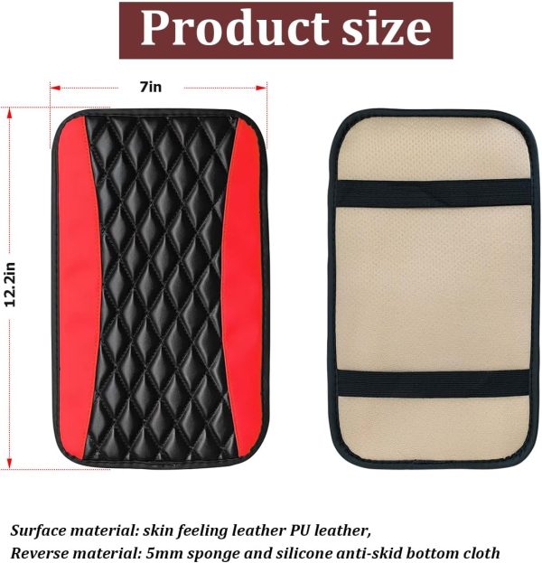Car Center Console Cushion Pad, Universal Leather Waterproof Armrest Seat - Image 2