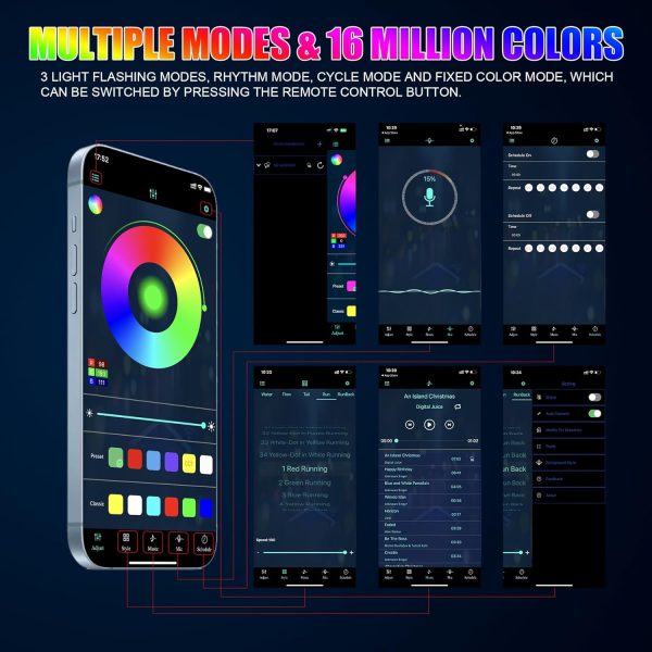 LivTee Smart LED Car Lights Interior with USB Port, LED Strip Fiber Optic - Image 5