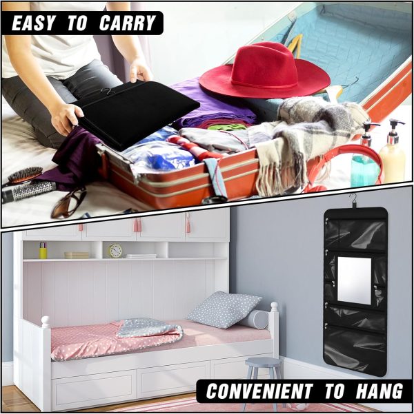Hanging Toiletry Bag with Mirror Travel Foldable Beauty Bag Dance Bag with - Image 5