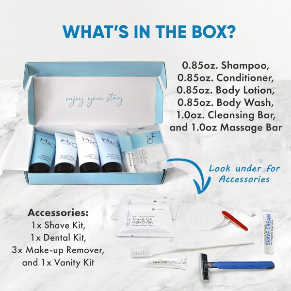 H2O Therapy Amenity & Accessory Kit | 0.85 oz Travel Size Shampoo, - Image 3