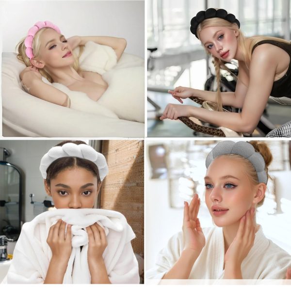 Spa Facial Exfoliator and Makeup Removal Headband - Terry Cloth Bubble Soft - Image 3