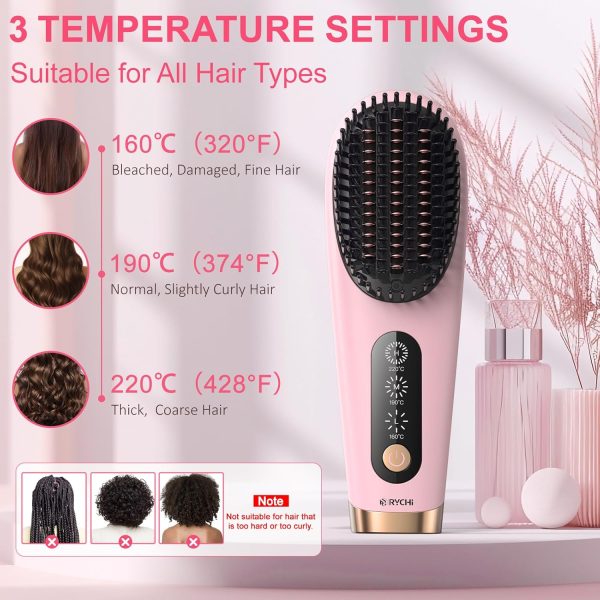 Cordless Hair Straightener Brush, Portable Straightening Brush for Travel, - Image 5