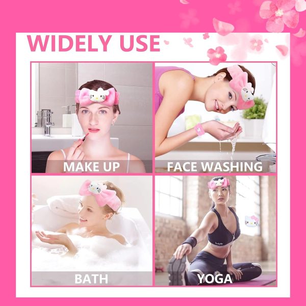 Skincare Headband Spa Headband and Wristband Set for Washing Face Kawaii - Image 3