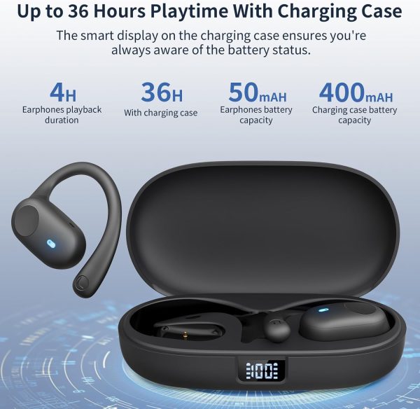 Open Ear Headphones, Bluetooth Headphones 5.3 Sports with Smart Digital - Image 2