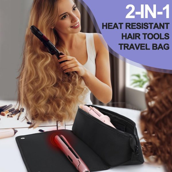 Travel Essentials Neoprene Hair Style Tools Bag w/Fireproof Mat for Flat or - Image 3