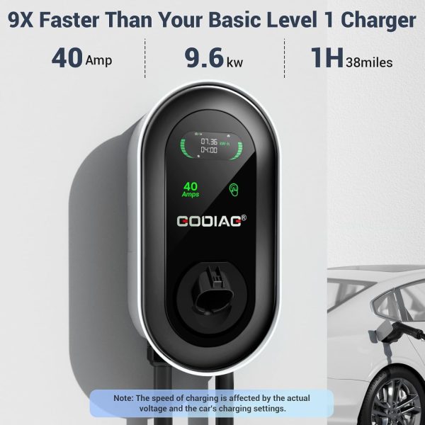 GODIAG Home Level 2 EV Charger, 40Amp, 9.6kw 240V, Wall-Mount Electric - Image 2
