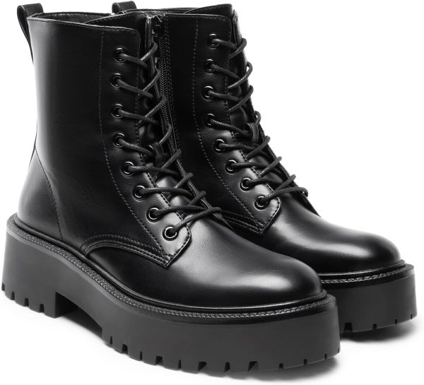 DREAM PAIRS Women's Lace up Combat Ankle Boots Fashion Lug Sole Platform - Image 4