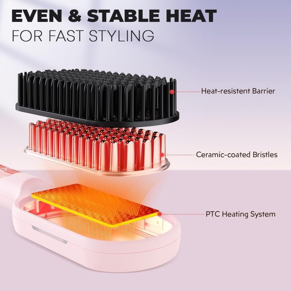 LANVIER Hair Straightener Brush, Ionic Straightening Brush with Infrared, - Image 8