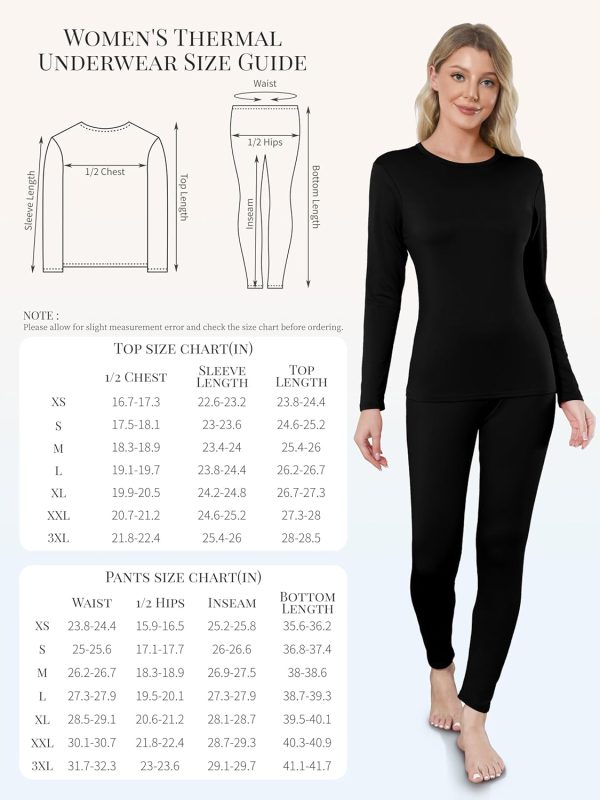VZV Thermal Underwear for Women, Long Johns for Women Thermal Sets Fleece - Image 2