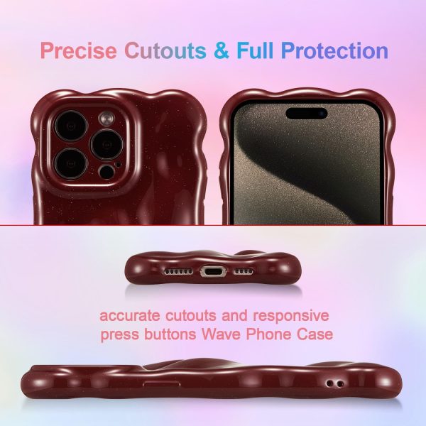 UEEBAI Ripple Case for iPhone 16 Pro Max, Cute Silver Case Wave Shape for - Image 4