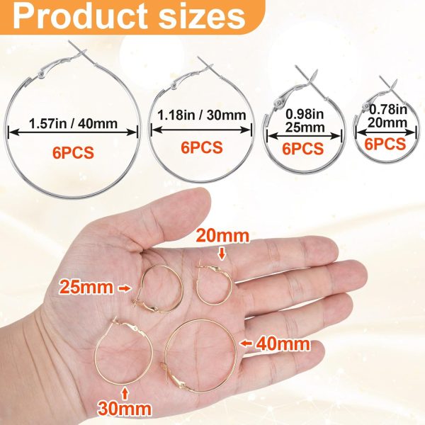 48pcs Hoop Earrings Findings, Hypoallergenic Round Earring Loop, Open - Image 2