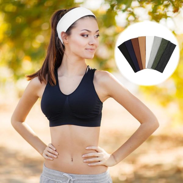 8 Pack Sport Headbands for Women, Elastic Soft Fabric Non-Slip Hair Bands - Image 7