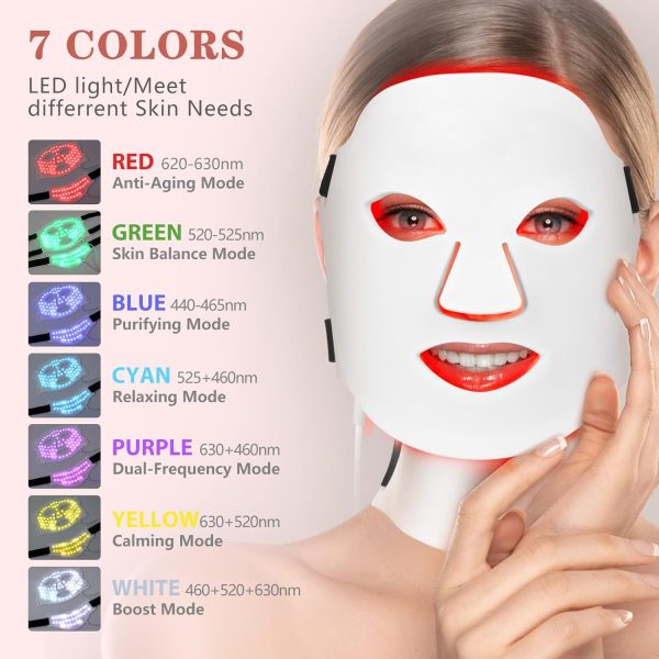 7 Colors Led Face Mask Light Therapy,Red Light Therapy for Face,Red Light - Image 3