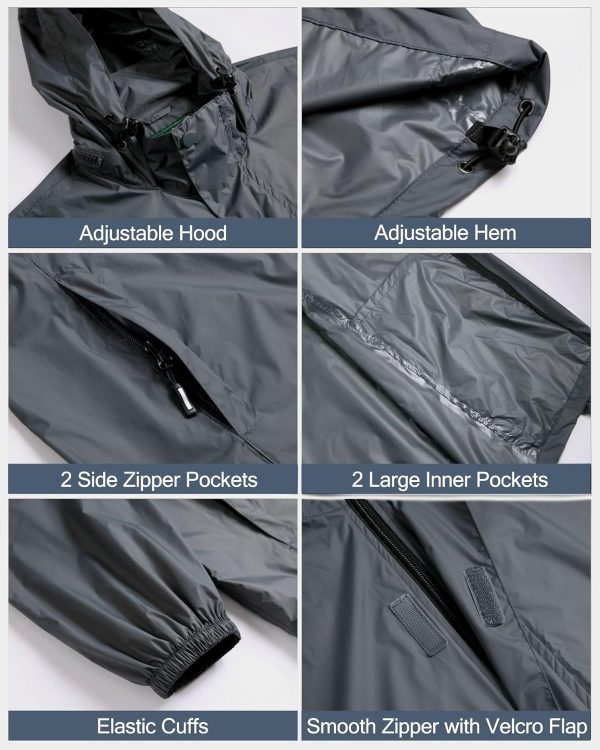 GIISAM Men’s Rain Jacket with Hood Lightweight Rain Coats Waterproof - Image 4