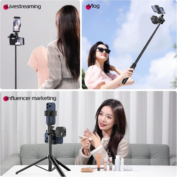 ULANZI MT-70 Extendable Phone Tripod, 63" Selfie Stick Phone Vlog Tripod - Image 9