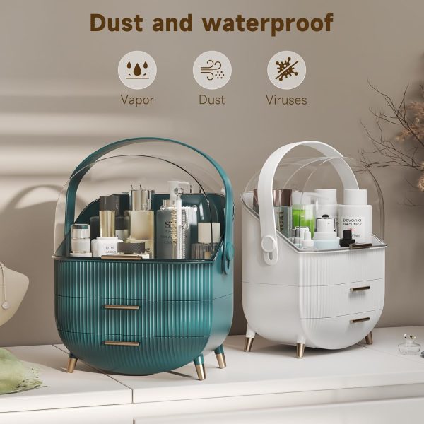 Makeup Storage Organizer with Lid, Waterproof Cosmetics Skincare Organizer - Image 4