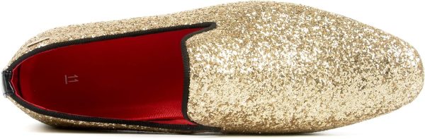 ALLY UNION MAKE FORCE Mens Glitter Loafers Dress Slip on Party Wedding - Image 3