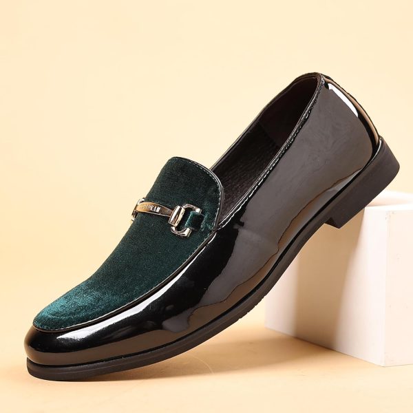 COSIDRAM Men's Casual Shoes Fashion Velvet Patent Leather Loafers Classic - Image 3