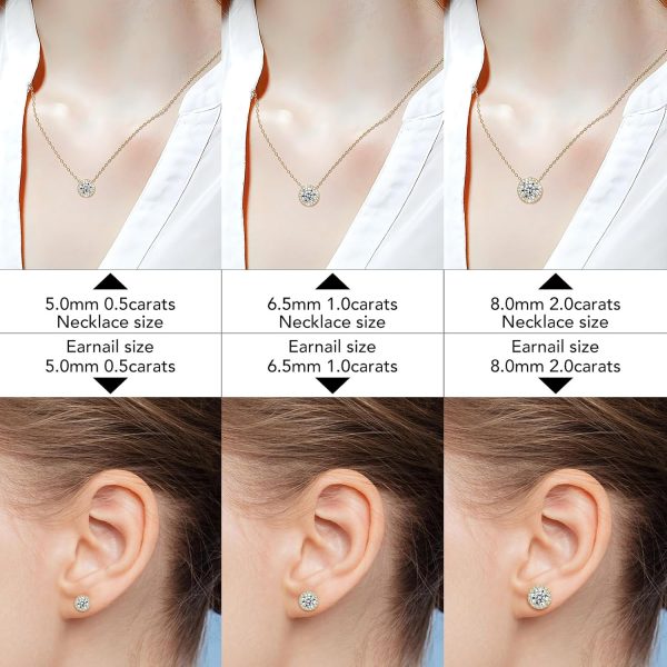 Moissanite Diamond Necklace and Earrings Set for Women/Men Crystal - Image 2