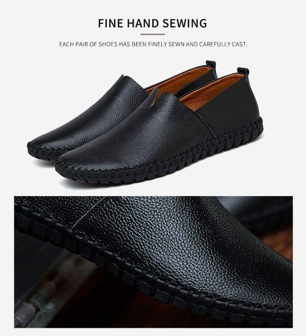 Men's Genuine Leather Loafer Shoes Slip On Soft Walking Driving Shoes - Image 4
