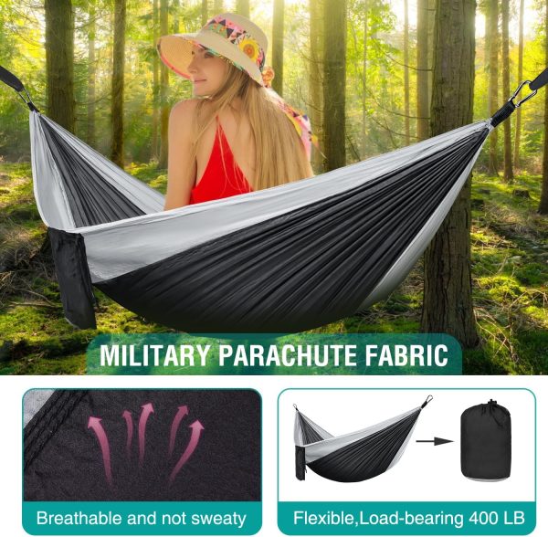 Hammock Camping, Portable Single/Double Hammocks for Outdoor Hiking Travel - Image 3
