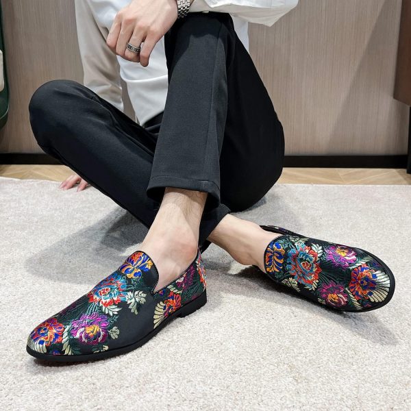Men's Luxury Embroidery Penny Loafer Noble Slip-on Suede Loafers Shoes - Image 2