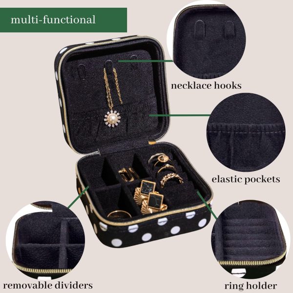 kate spade new york Small Travel Jewelry Case, Black Dotted Jewelry Box to - Image 5