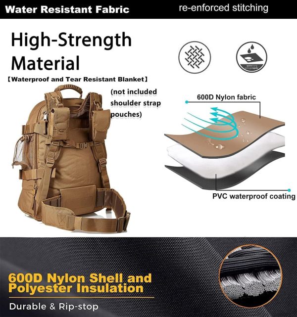 Expandable 40-64L Military Tactical Backpack 3 Day Bag Hiking Gym Sport - Image 5