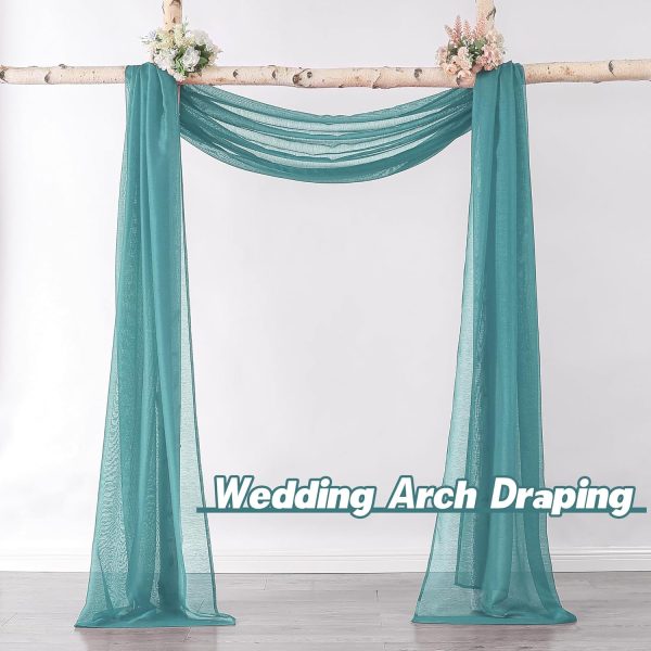 DONREN Teal Window Scarf for Outdoor Decoration - Add Luxury Beautiful - Image 2