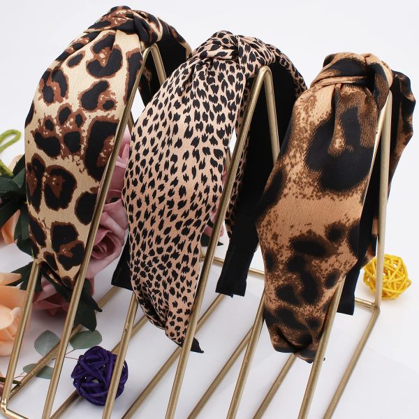 TOBATOBA Cute Fashion Leopard Print Headbands, 3Pcs Knotted Cheetah Print - Image 7