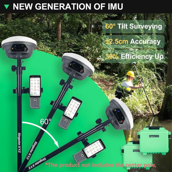 E1 RTK GNSS Survey Equipment RTK GNSS GPS with IMU Rover & Base Handheld - Image 2