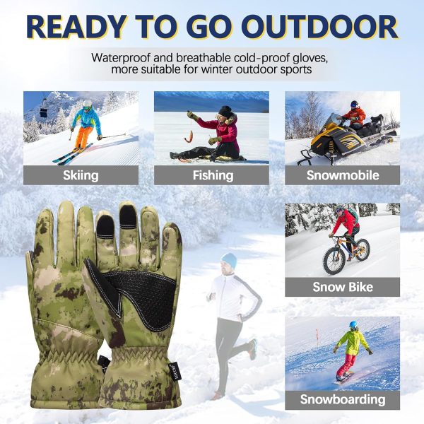 Camouflage Hunting Winter Gloves - Anti-Slip, Touch Screen Ski Gloves Camo - Image 6