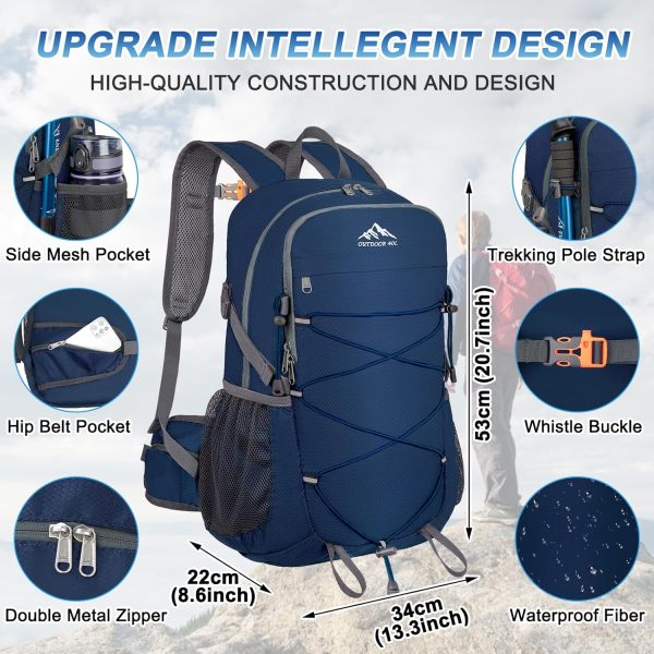 BKNOOU 40L Lightweight Hiking Backpack Packable Camping Backpack Waterproof - Image 5