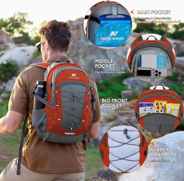 N NEVO RHINO Hiking Backpack 25L/35L Water Resistant Outdoor Day Pack, - Image 2