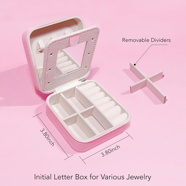 BLUTETE Personalized Initial Jewelry Box White Jewelry Boxes for Travel - - Image 2