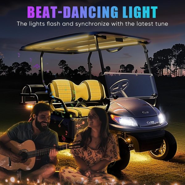Golf Cart Underglow LED Light Strip Kit with Canopy Lights, 210 Modes Glow - Image 2