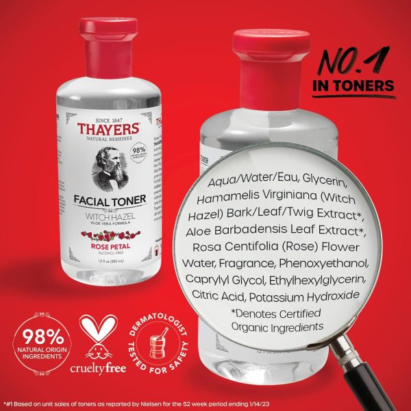 Thayers Alcohol-Free Rose Petal Witch Hazel Facial Toner for Glowing Skin, - Image 6
