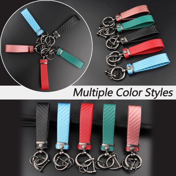 Turcee Leather Car Keychain - Carbon Fiber Interior Key Fob with Anti-Lost - Image 5