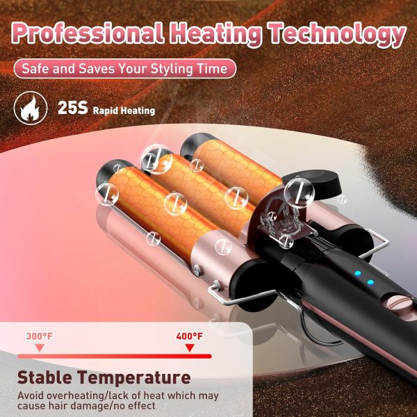 Wand Curling Iron, 5 in 1 Curling Wand Set with 3 Barrel Hair Crimper, - Image 3