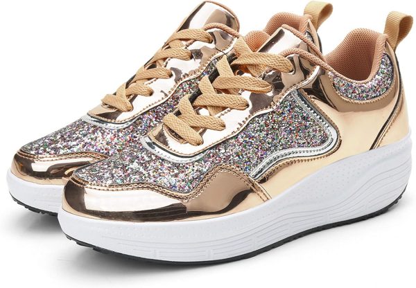 DADAWEN Women's Glitter Platform Wedge Athletic Tennis Walking Shoes - Image 7