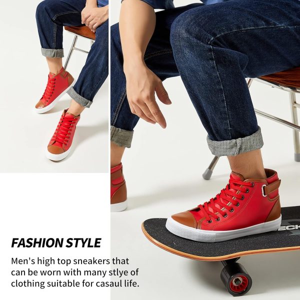 yageyan Men White high top Sneakers for Casual Black pu Leather Fashion - Image 6
